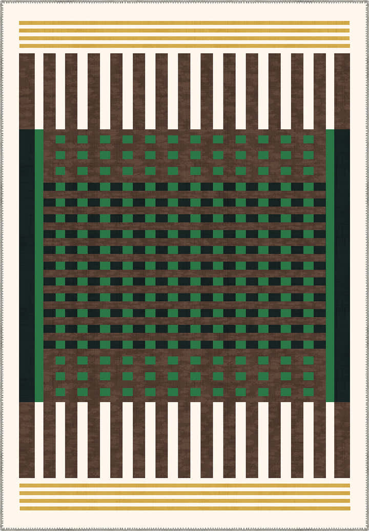 Quillon Green Plaid Rug