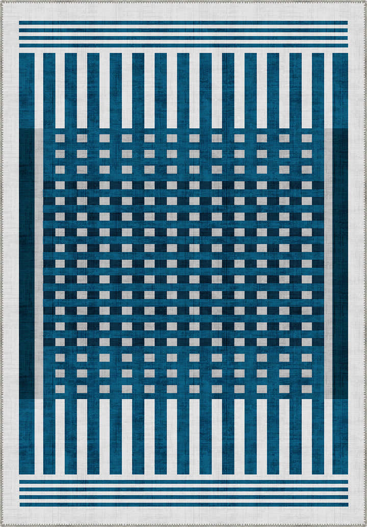 Quillon Blue Striped Rug