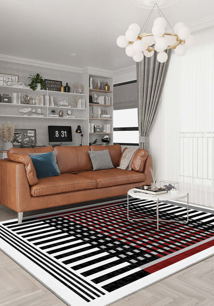 Black and white rug for living room.