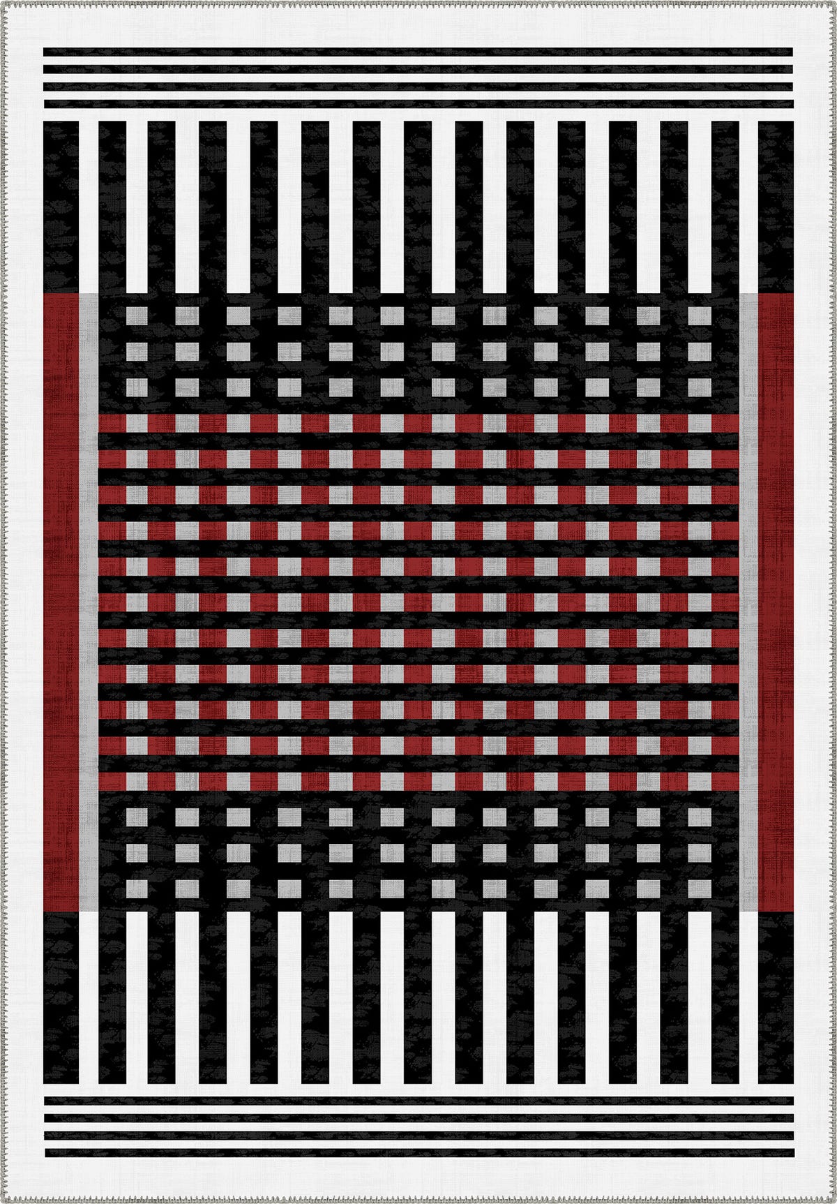 Quillon Black and White Striped Rug