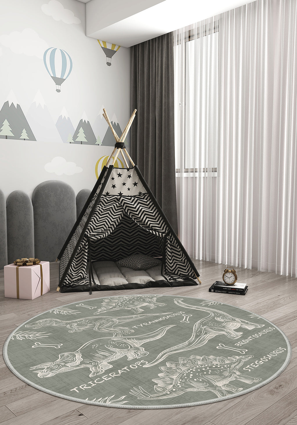 Daxon Green Dinosaur Rug