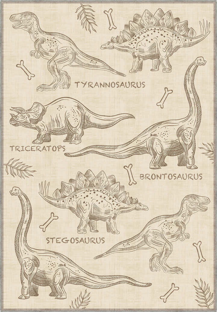 Daxon Beige Dinosaur Rug