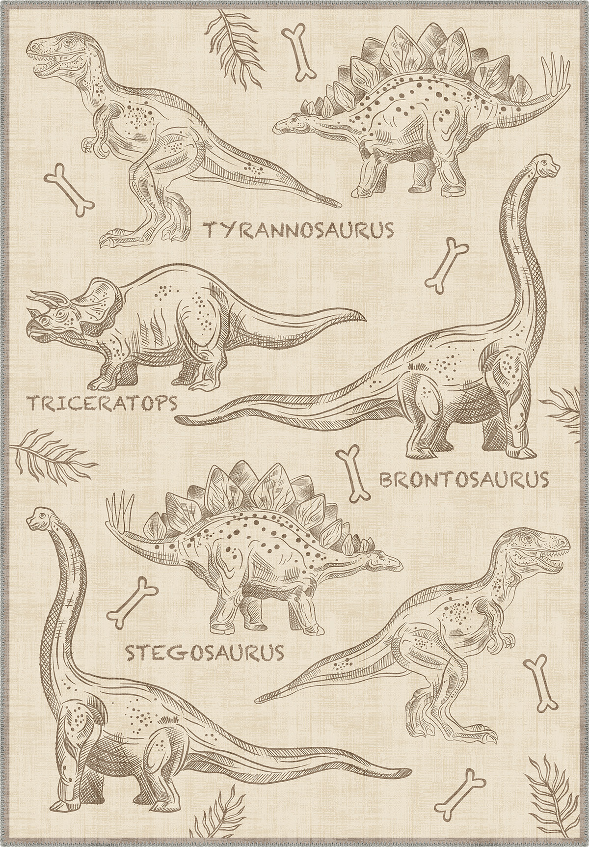 Daxon Beige Dinosaur Rug