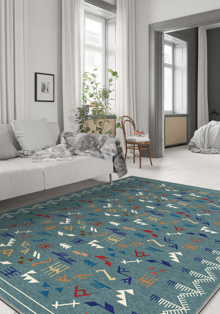 Miran Teal Berber Rug