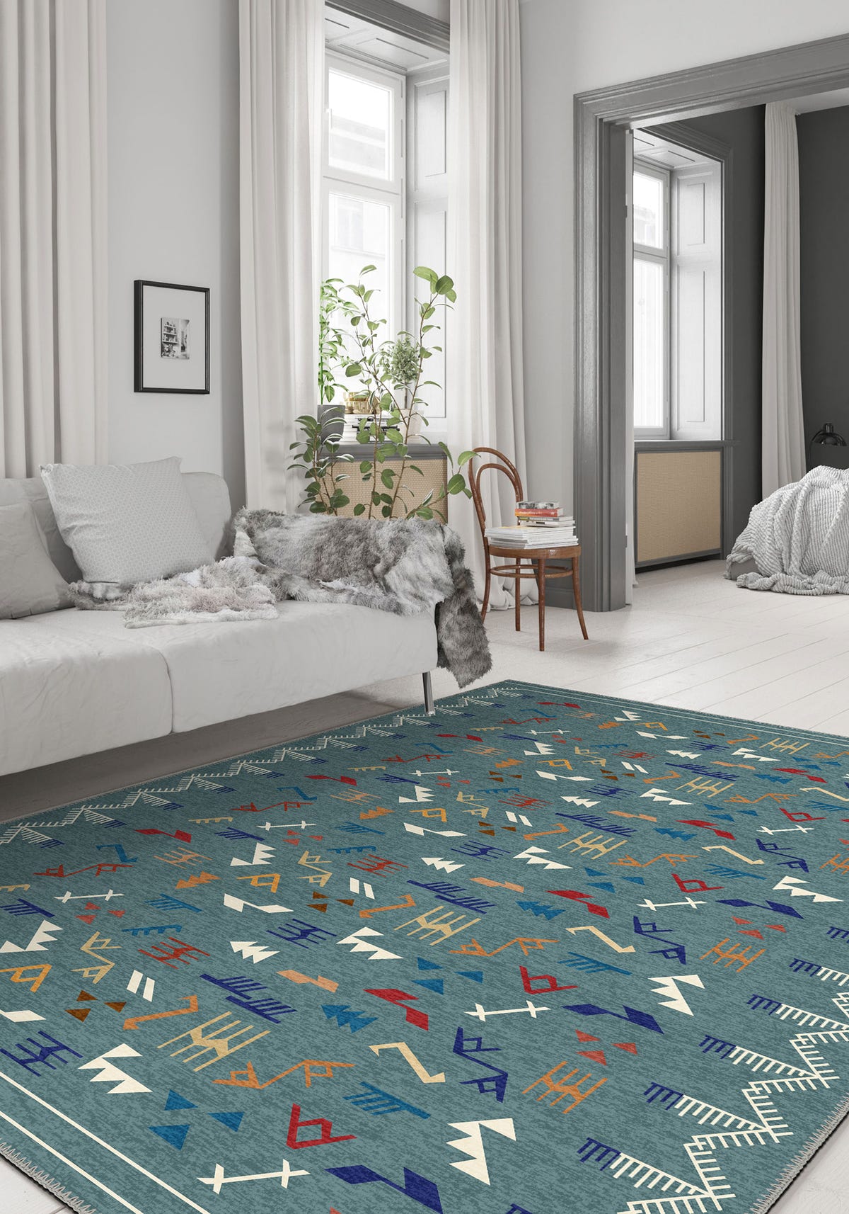 Miran Teal Berber Rug