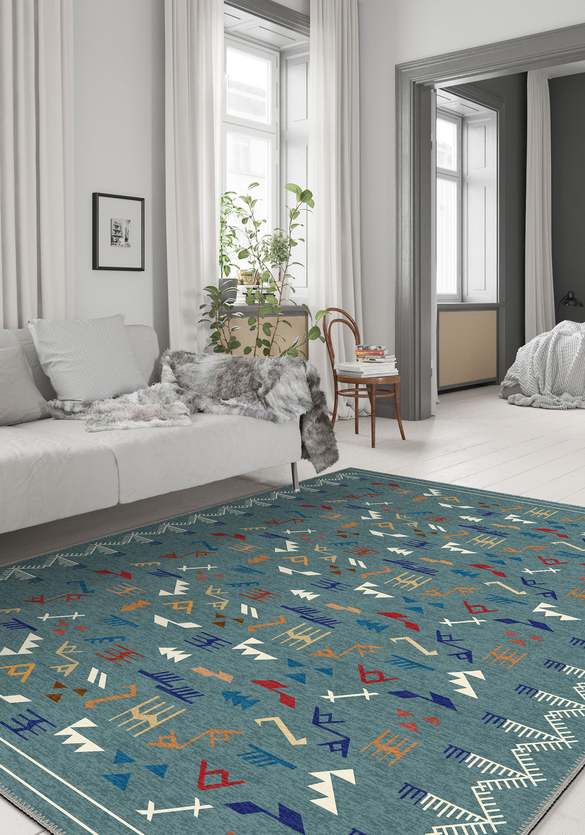 Miran Teal Berber Rug