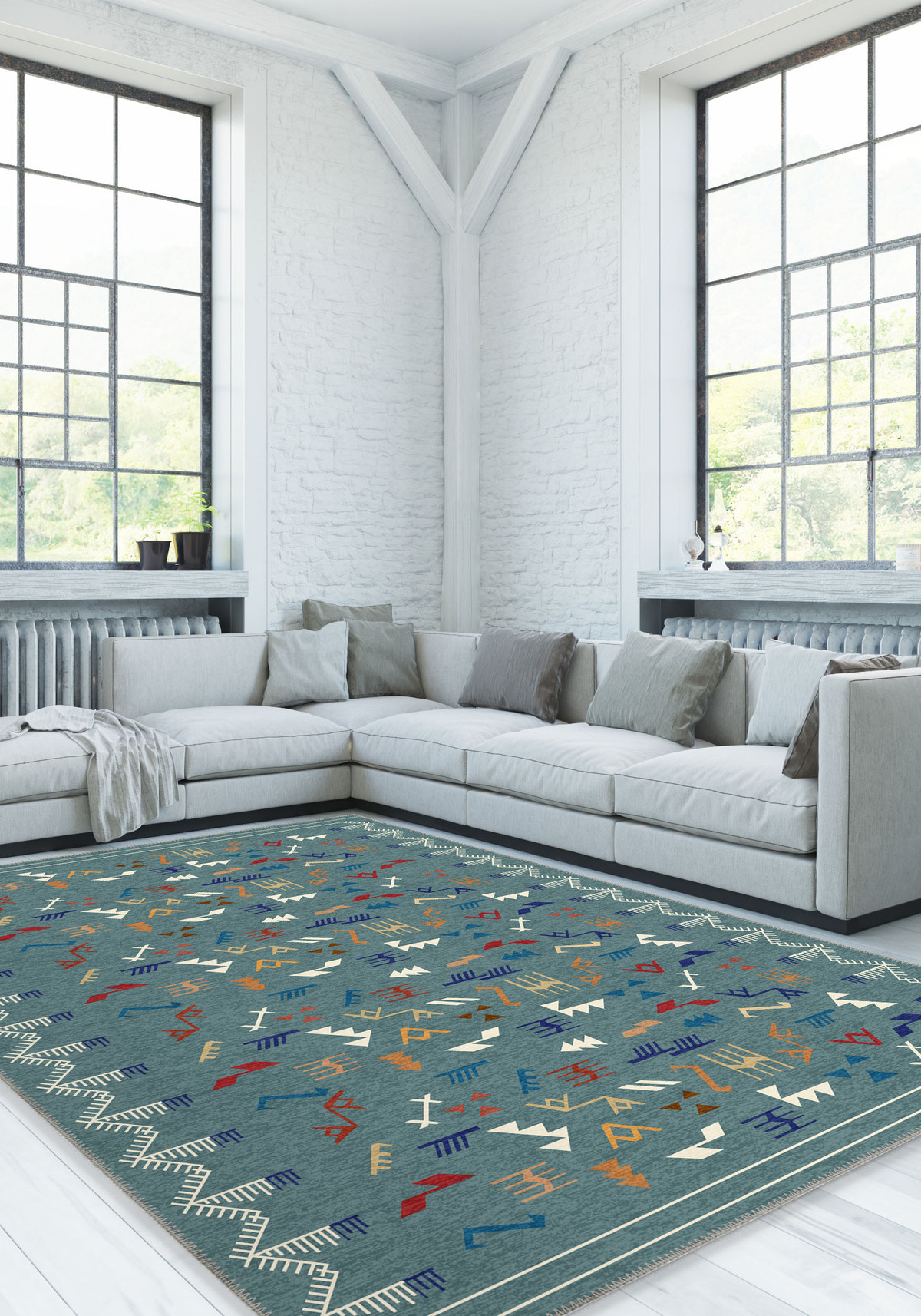 Miran Teal Berber Rug