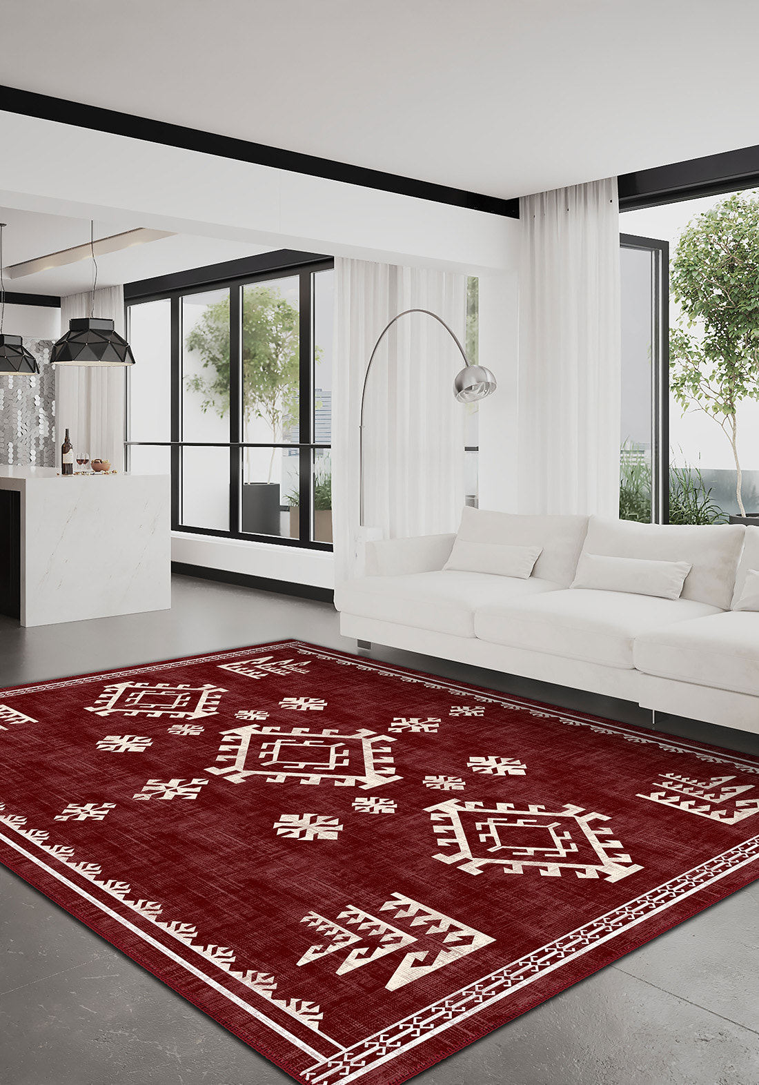 Lina Burgundy Rustic Rug