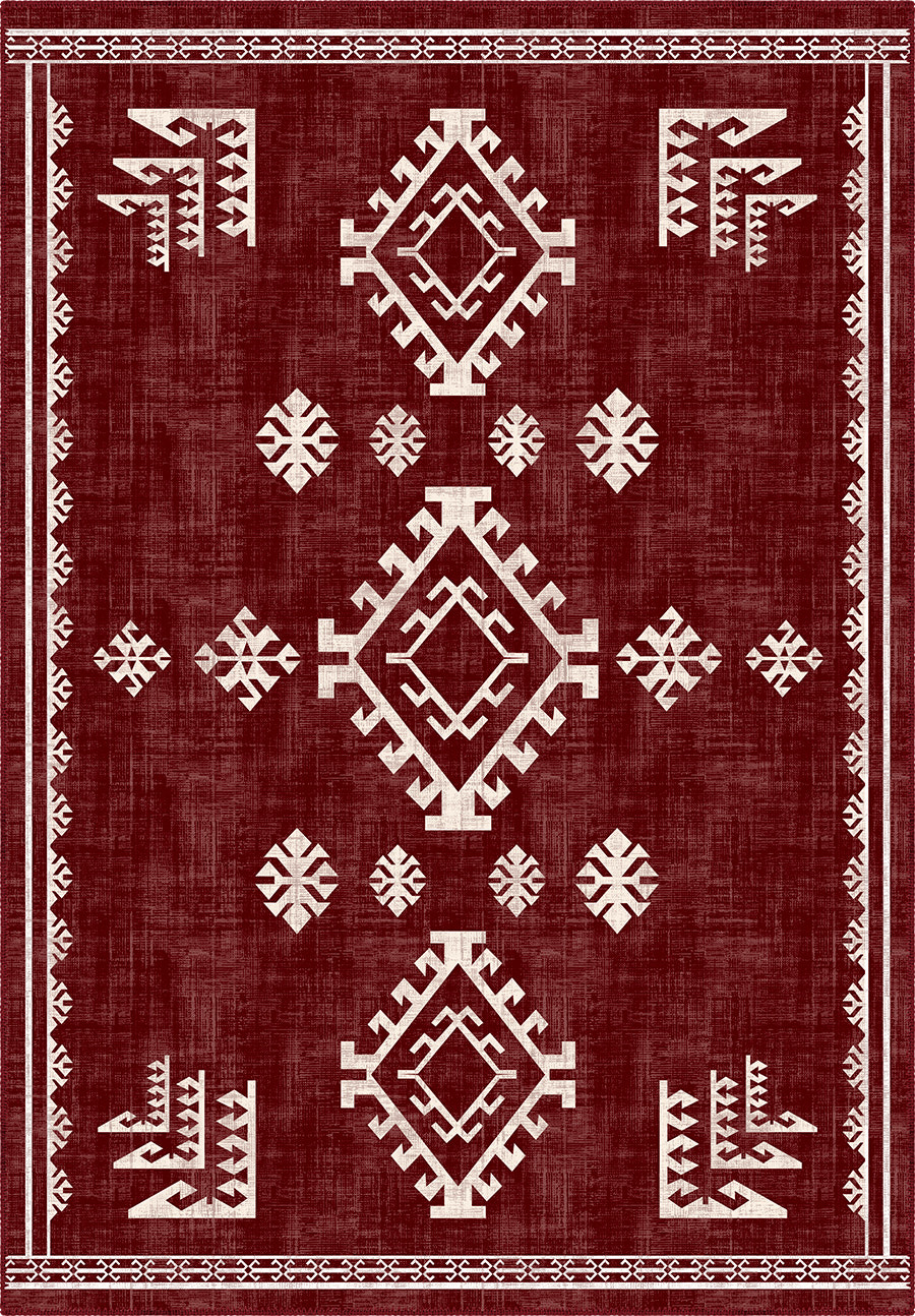 Lina Burgundy Rustic Rug