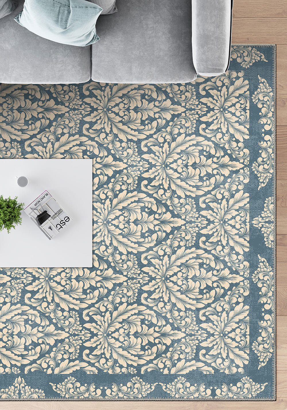 Odessa Blue Damask Rug