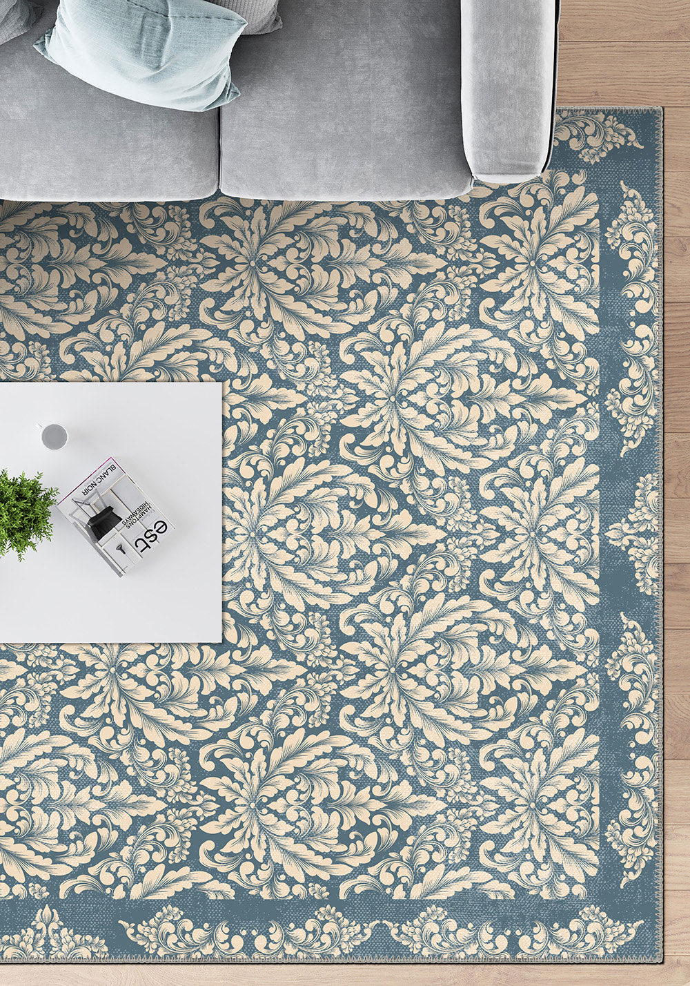 Odessa Blue Damask Rug