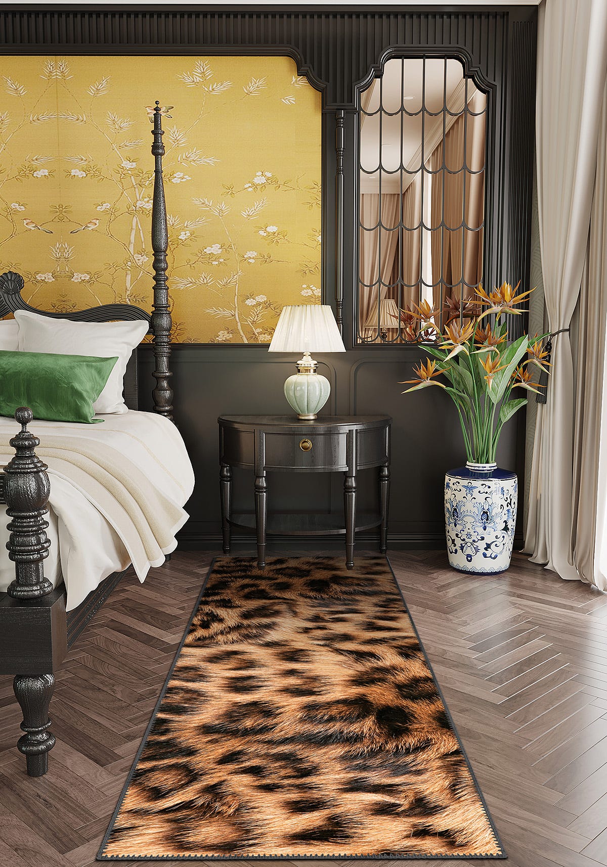 Zarela Leopard Faux Fur Rug (Printed Rug - No fur)