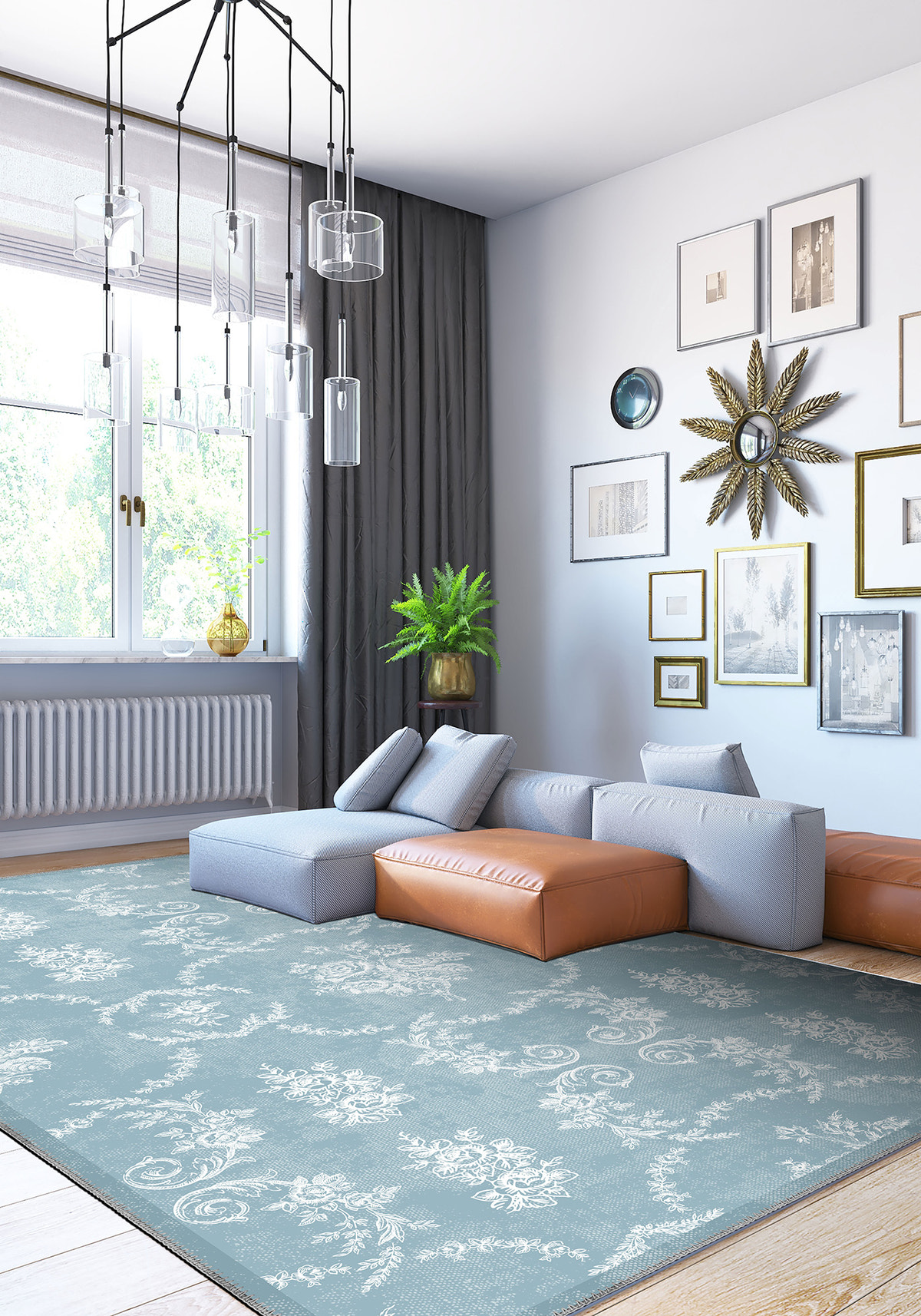 Colette Blue Farmhouse Rug