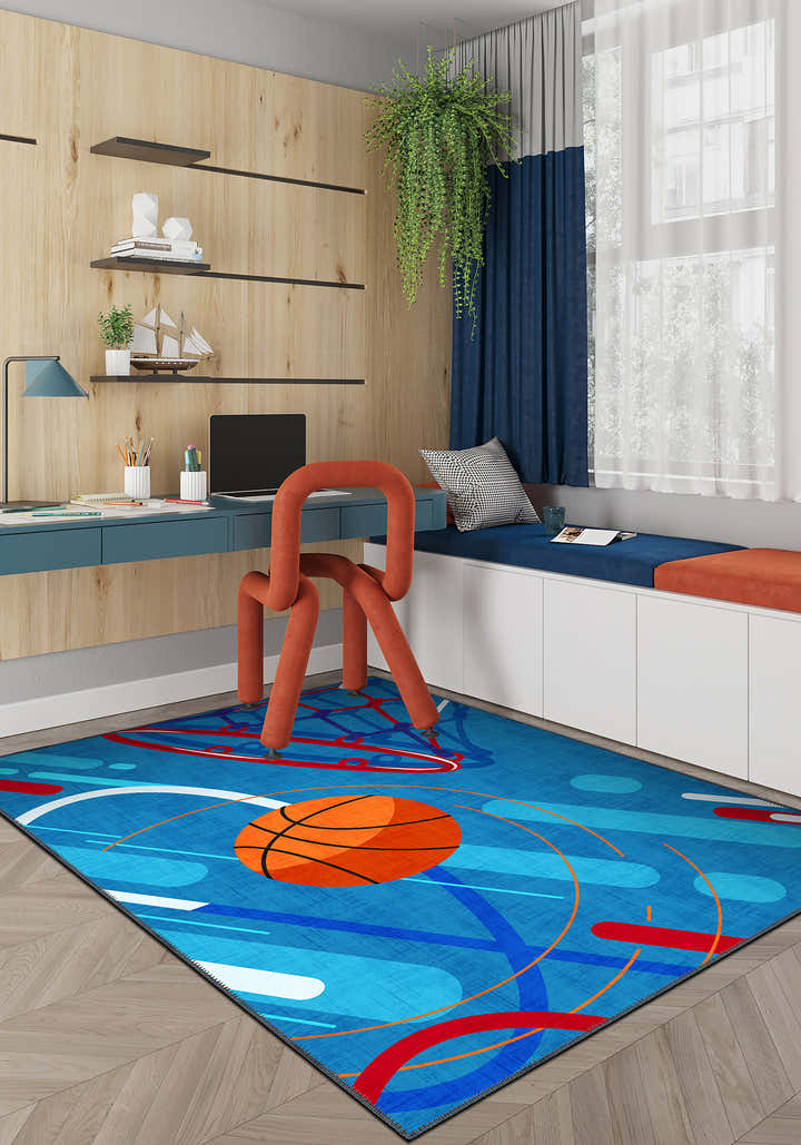 Michael Blue Basketball Rug