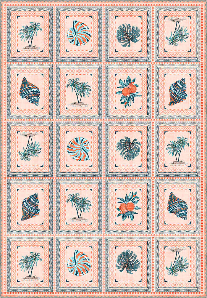 Coral rug for beach homes.