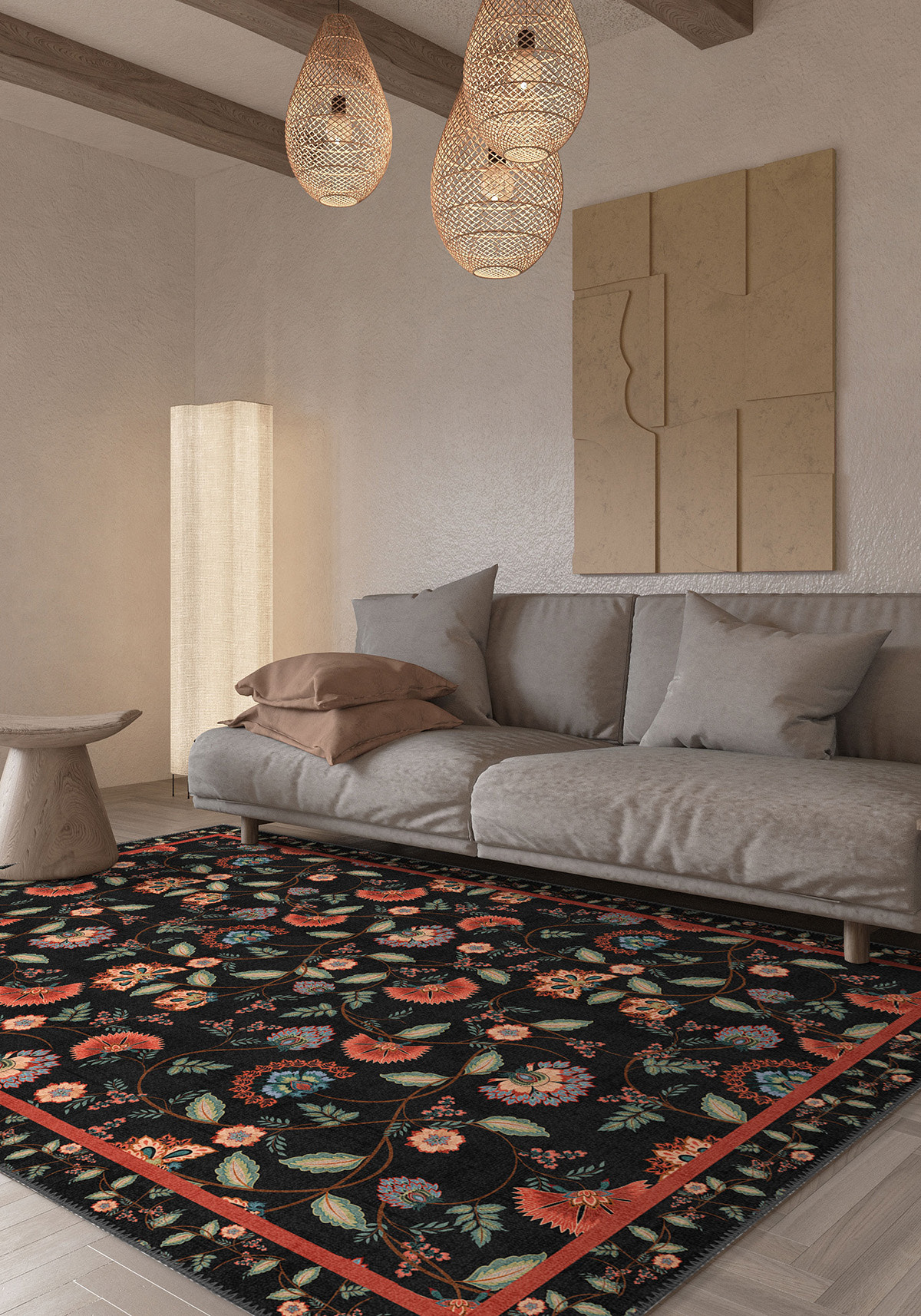 Laleh Black Paisley Rug