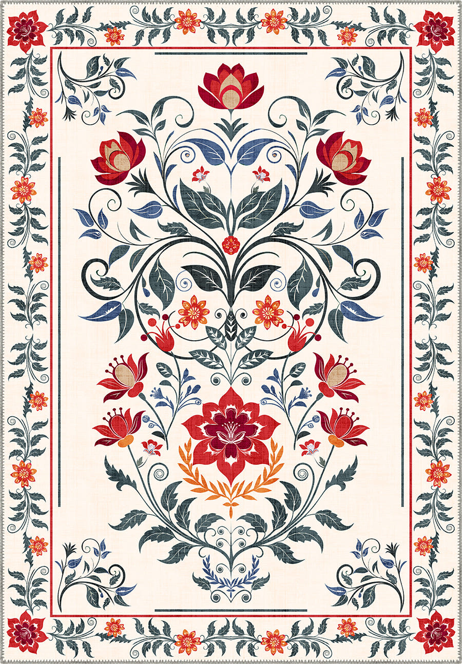Floral Anatolian rug for living room.