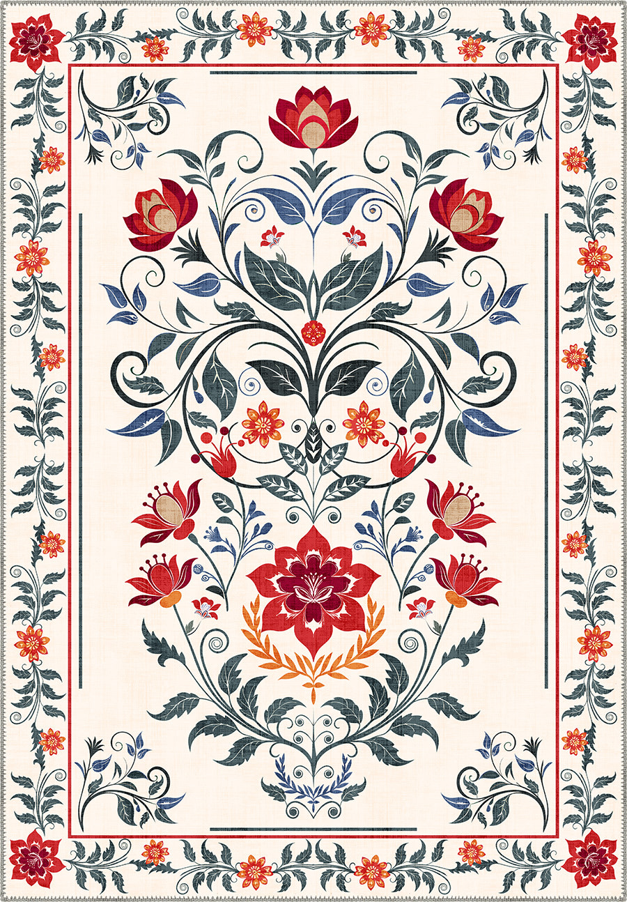 Floral Anatolian rug for living room.