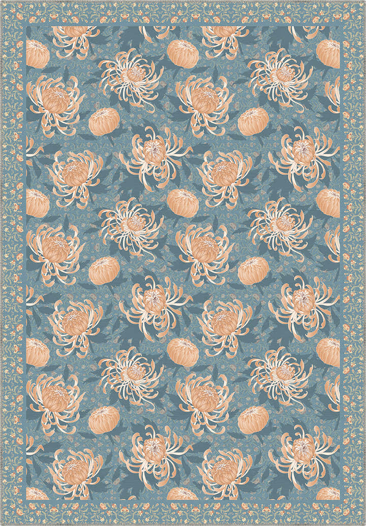 Blue floral rug