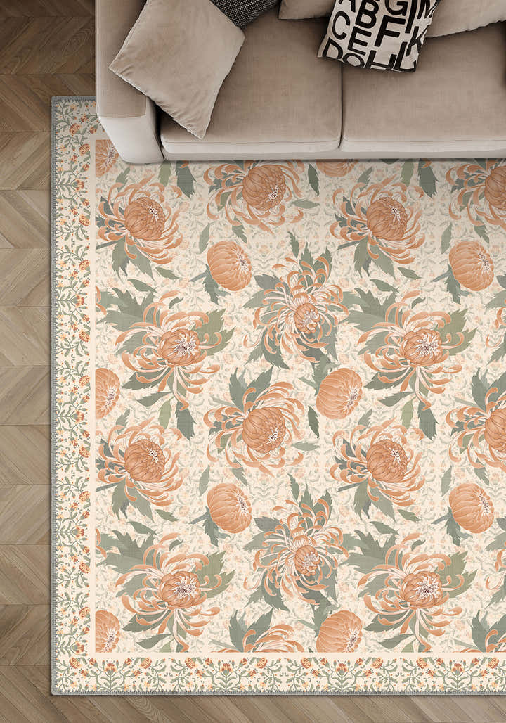 Eulalia Coral Floral Rug