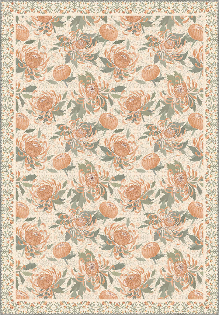 Eulalia Coral Floral Rug