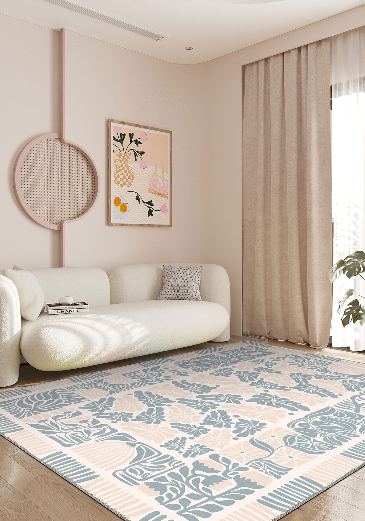 Pastel rug for living room.