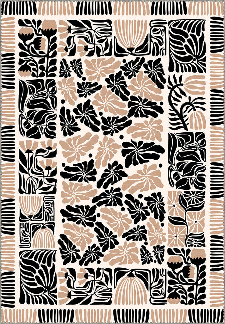 Calanthe Black and White Washable Rug