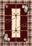 Burgundy plaid rug with equestrian details and horse motifs.