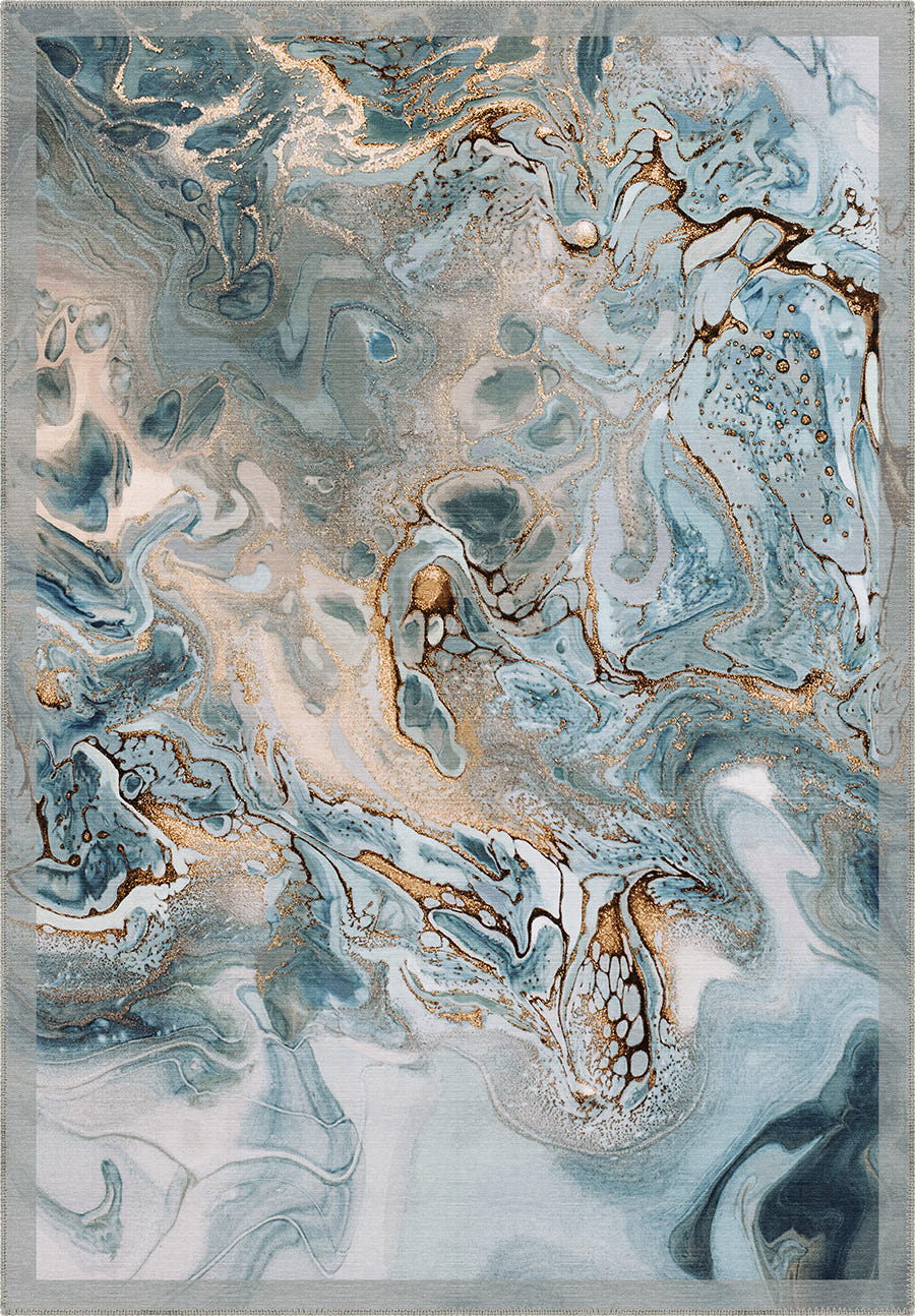 Blue gold melting rug.