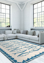 Decorative fish rug for living room.