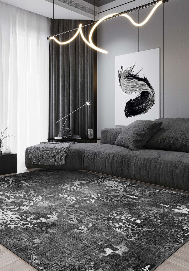 Lily Grey Vintage Washable Rug