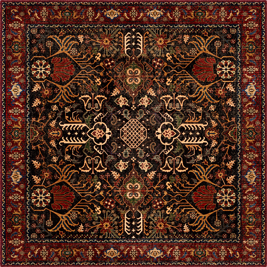 Kairo Black Burgundy Persian Rug
