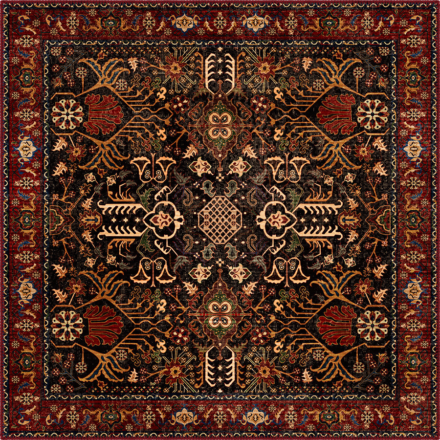 Kairo Black Burgundy Persian Rug