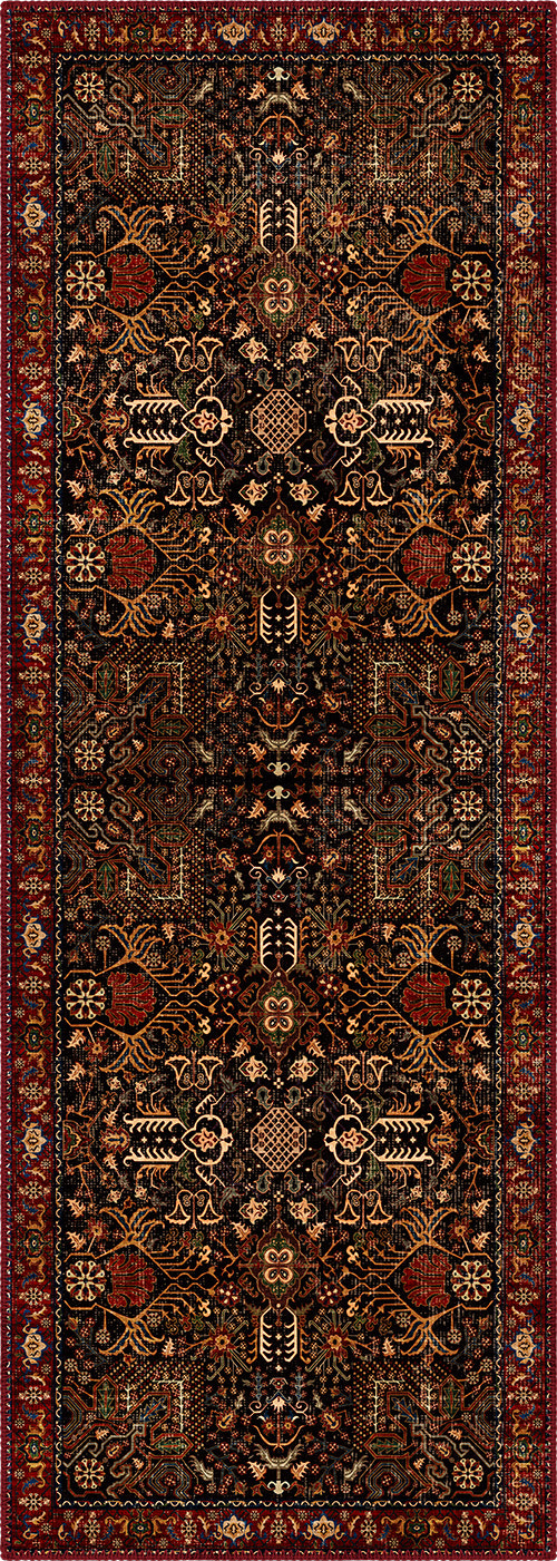 Kairo Black Burgundy Persian Rug