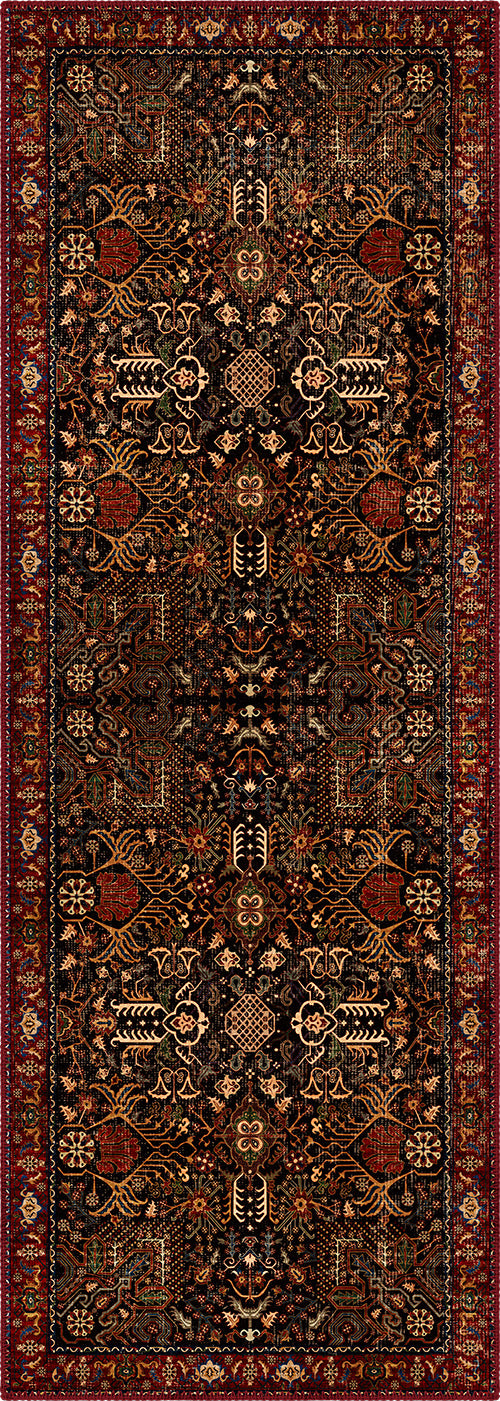 Kairo Black Burgundy Persian Rug