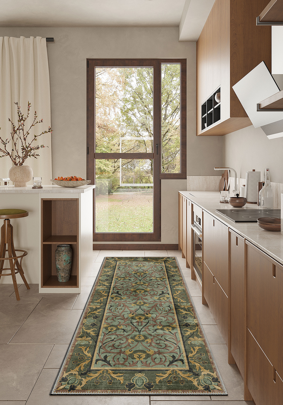 Arabella Sage Green Victorian Rug