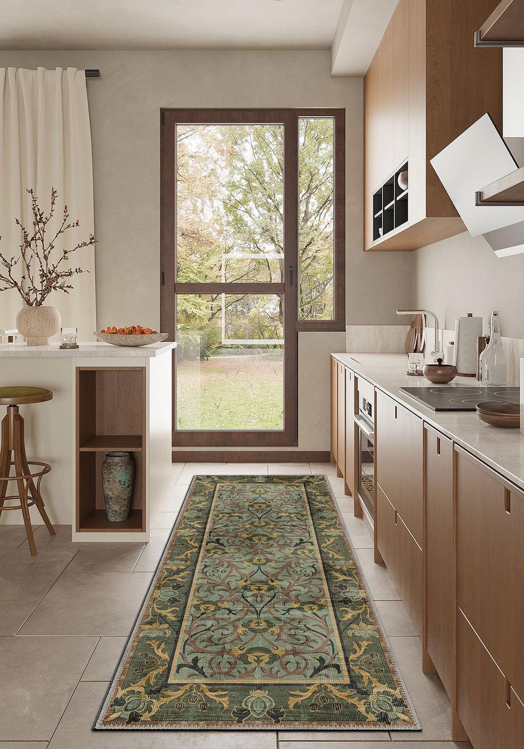 Arabella Sage Green Victorian Rug