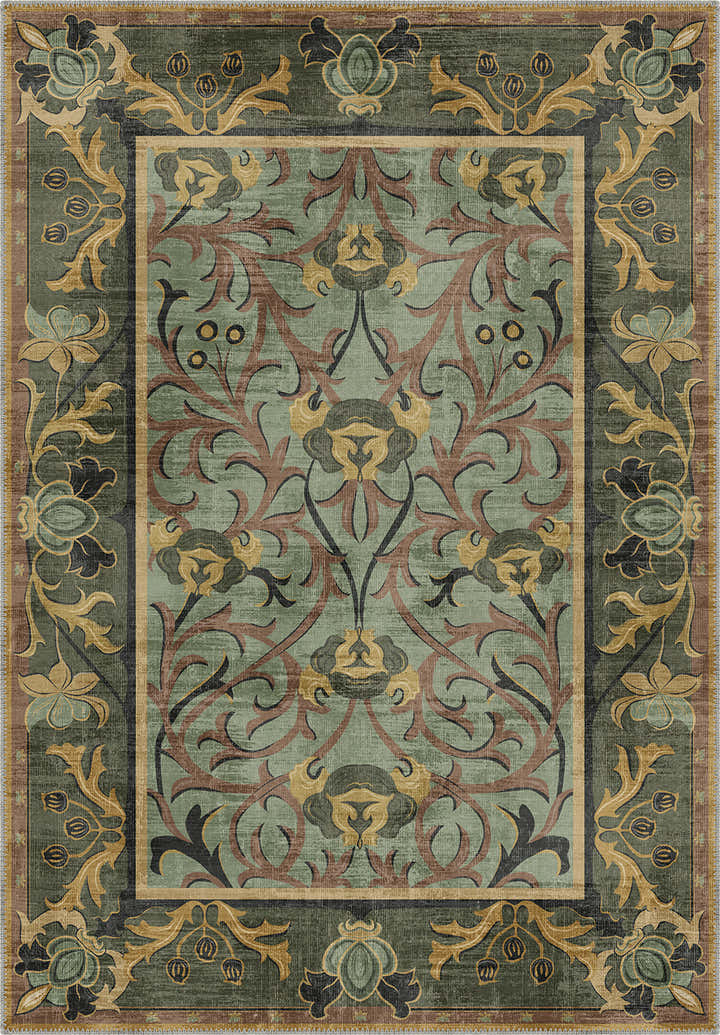 Arabella Sage Green Victorian Rug