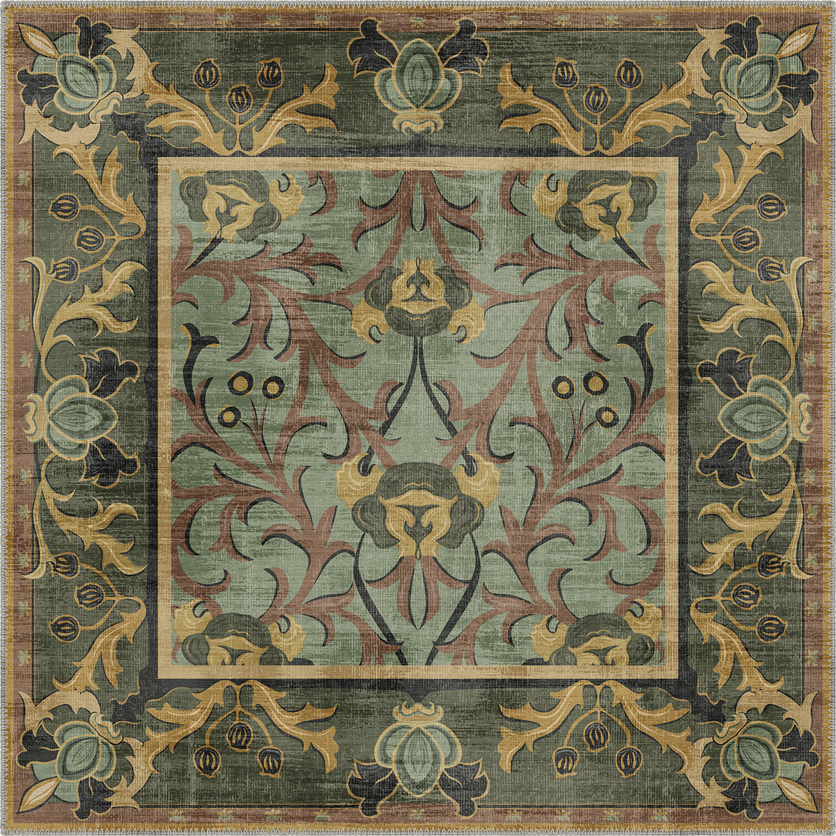 Arabella Sage Green Victorian Rug