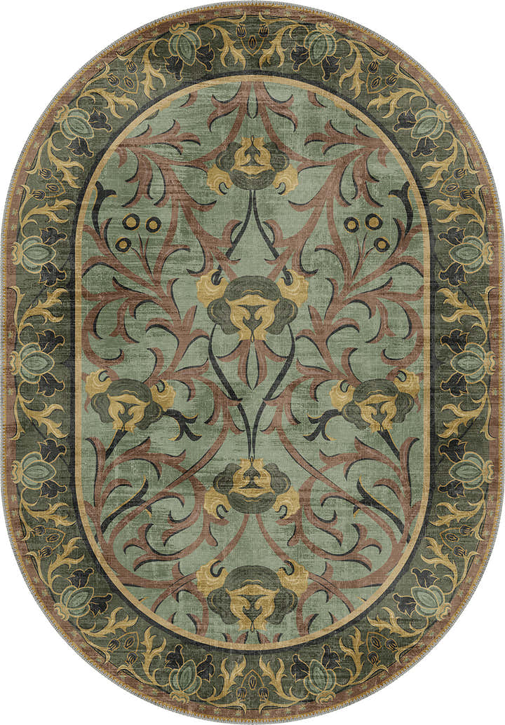 Arabella Sage Green Victorian Rug