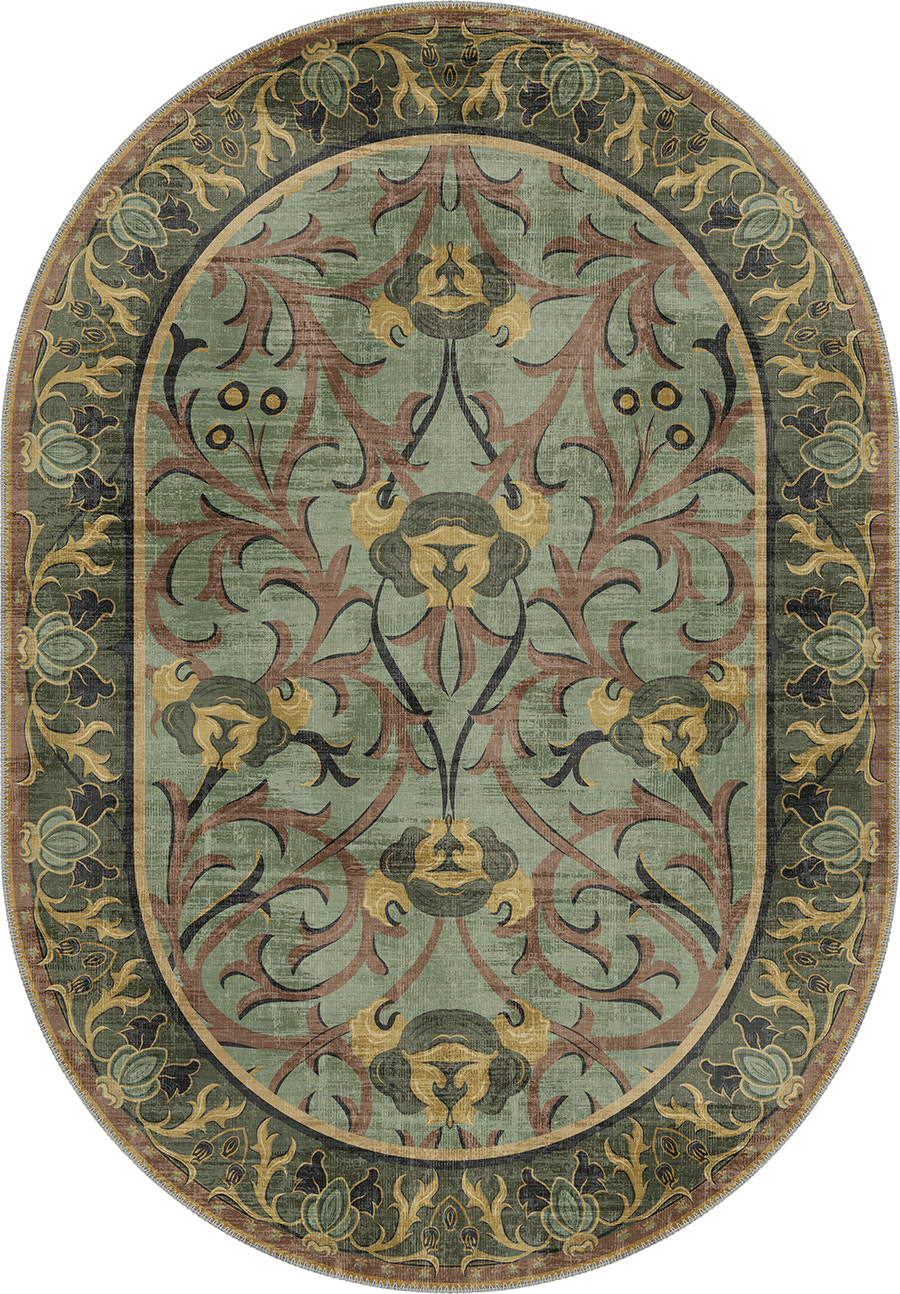 Arabella Sage Green Victorian Rug