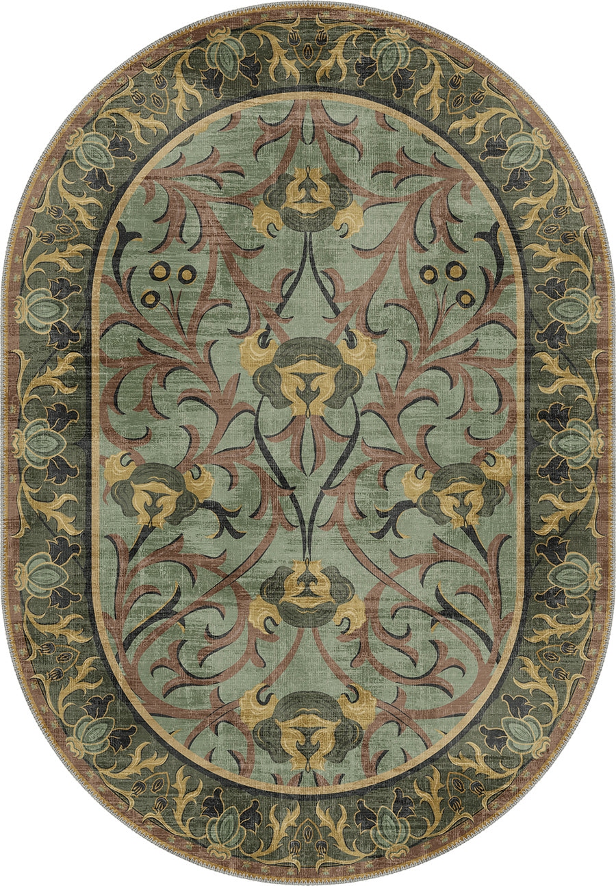 Arabella Sage Green Victorian Rug