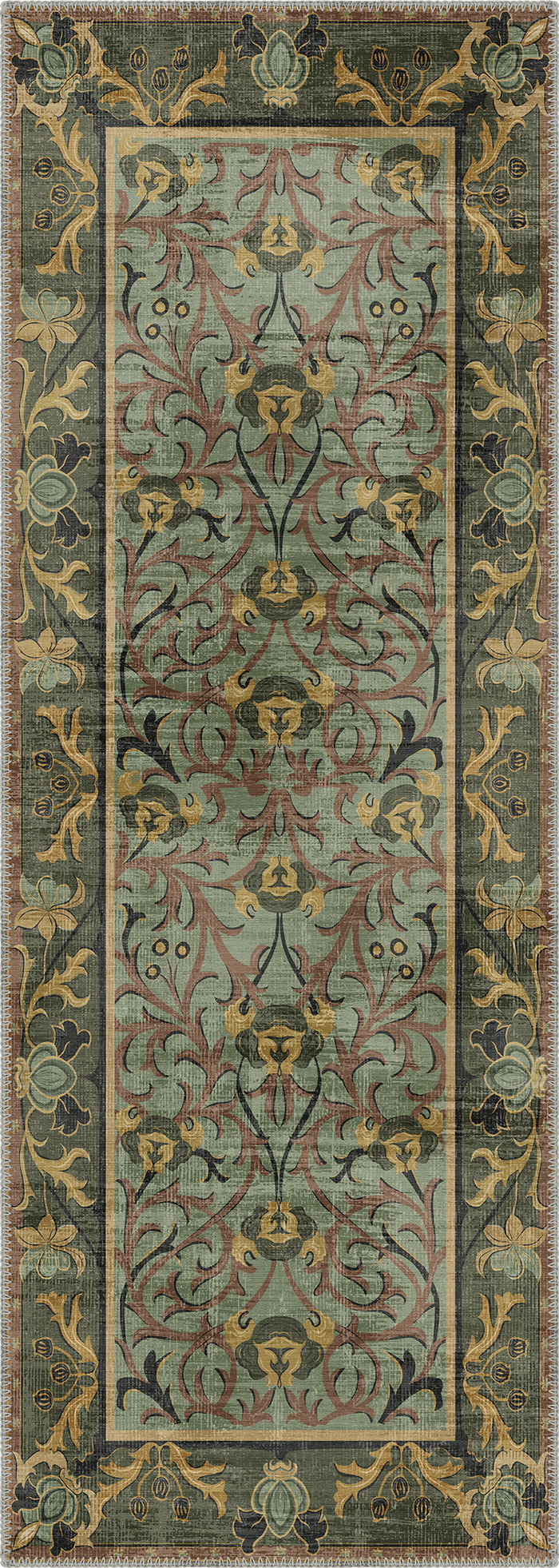 Arabella Sage Green Victorian Rug