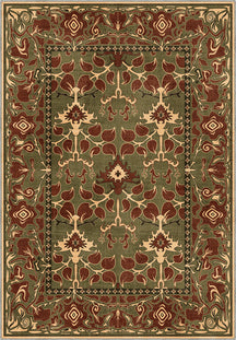 Decorative green rug with intricate pattern.