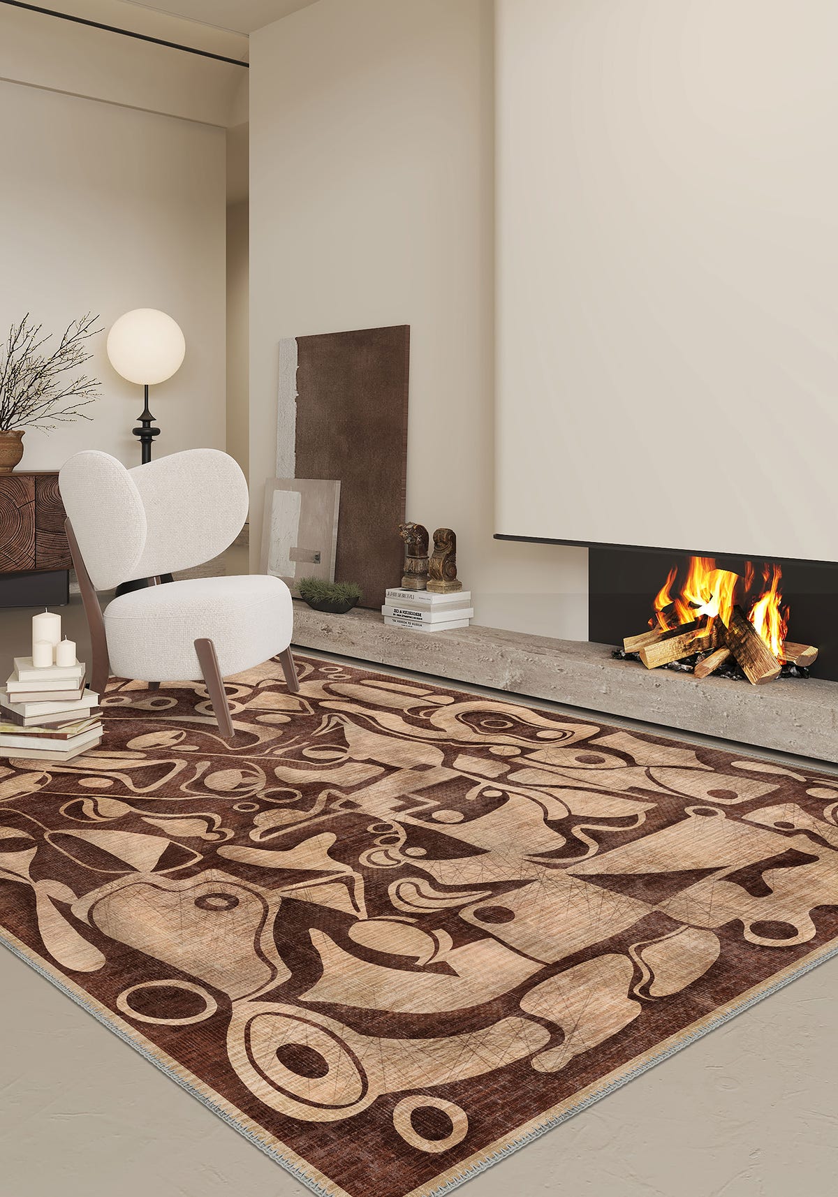 Virella Brown Abstract Rug