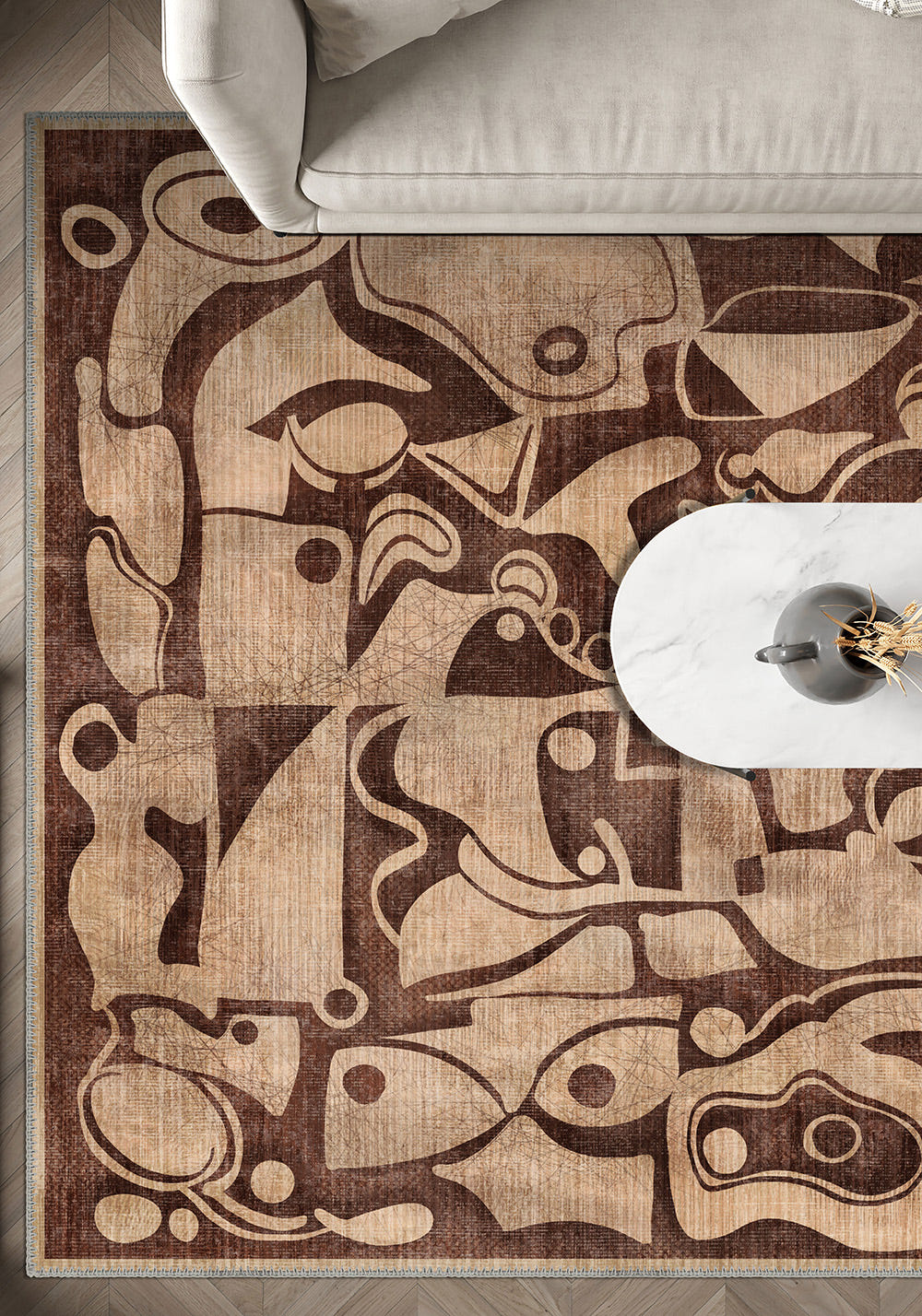 Virella Brown Abstract Rug