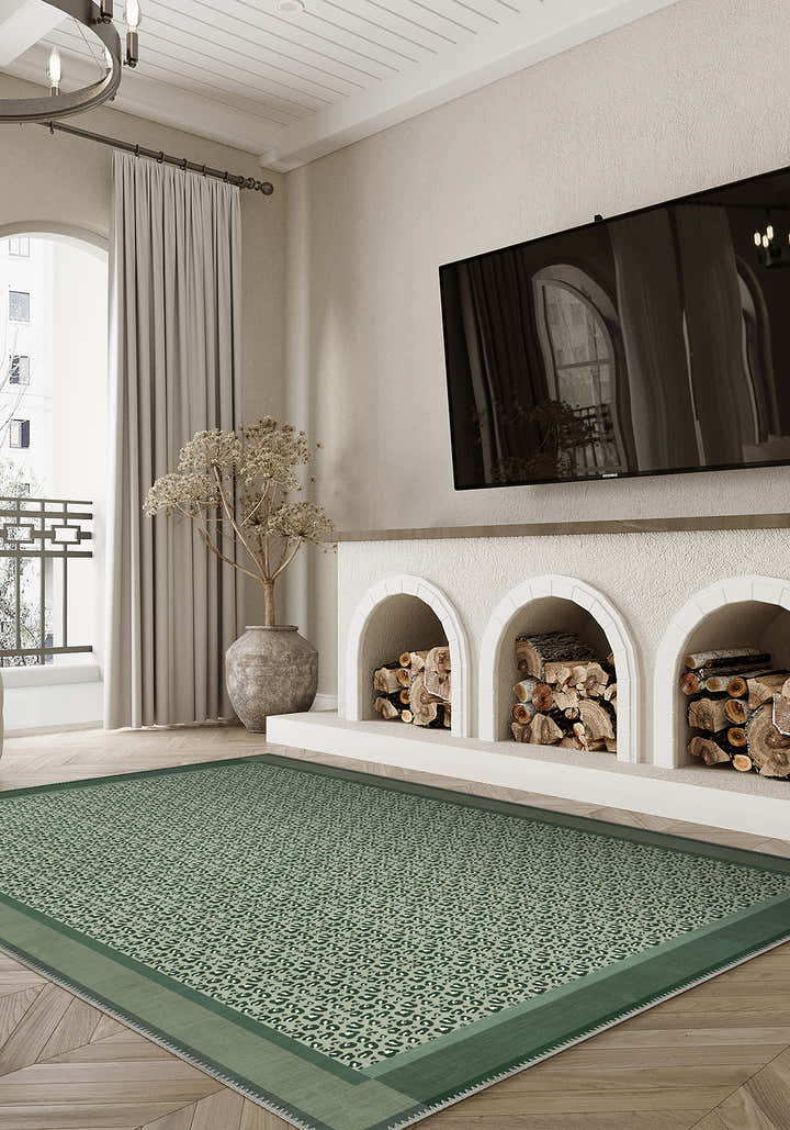 Zafira Green Leopard Rug