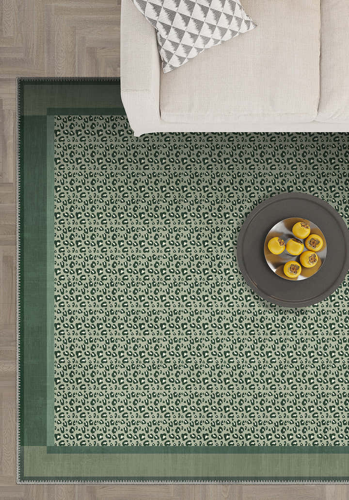 Zafira Green Leopard Rug