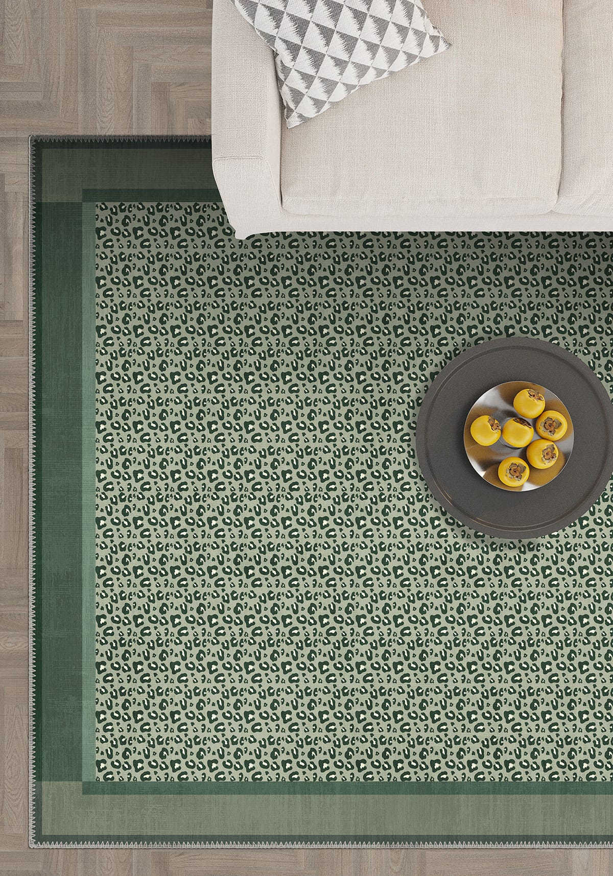 Zafira Green Leopard Rug