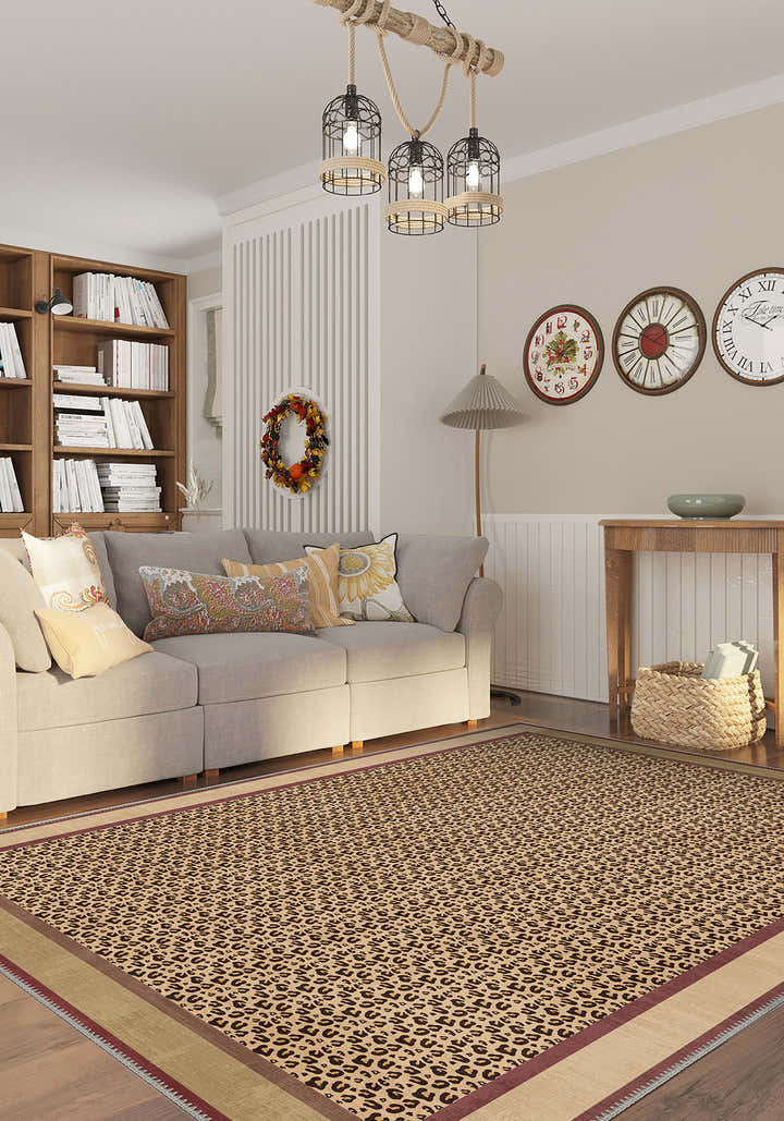 Zafira Beige Leopard Rug